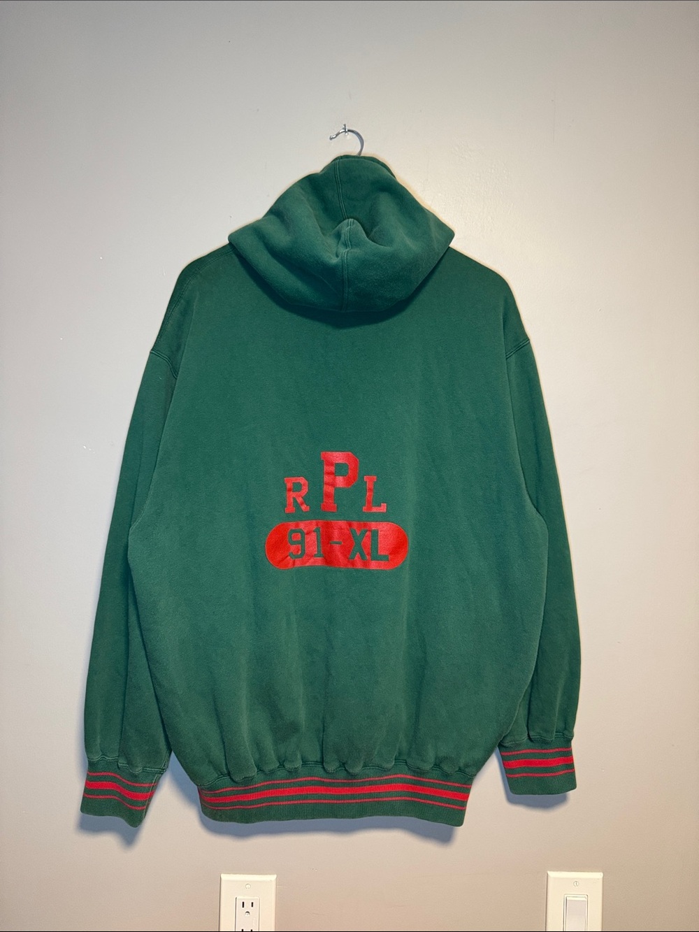 Vintage Polo Ralph Lauren Thermal Quarter Zip Hoodie / 1990s / XL